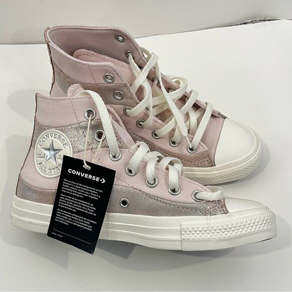 Converse Chuck Taylor All Star suede sneakers in pink metallic 7 - Picture 4 of 11